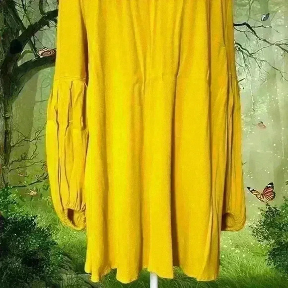 Free  People Drift Away Yellow Cold Shoulder Mini Dress Size L - Picture 4 of 12